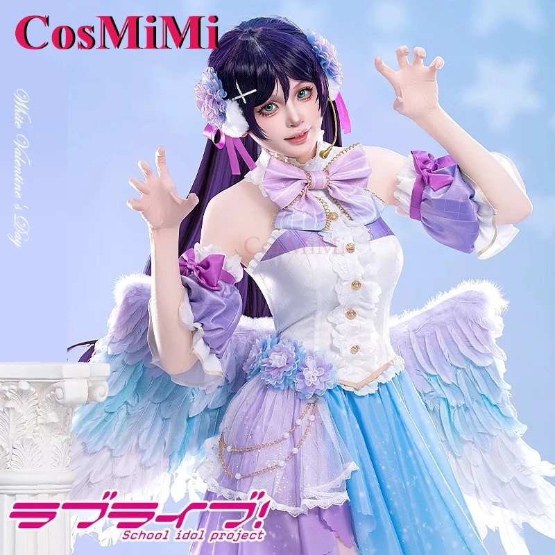 CosMiMi Anime LoveLive Tojo Nozomi Cosplay Costume White Valentine's Day Angel Sweet Dress Carnival Party Role Play Clothing New