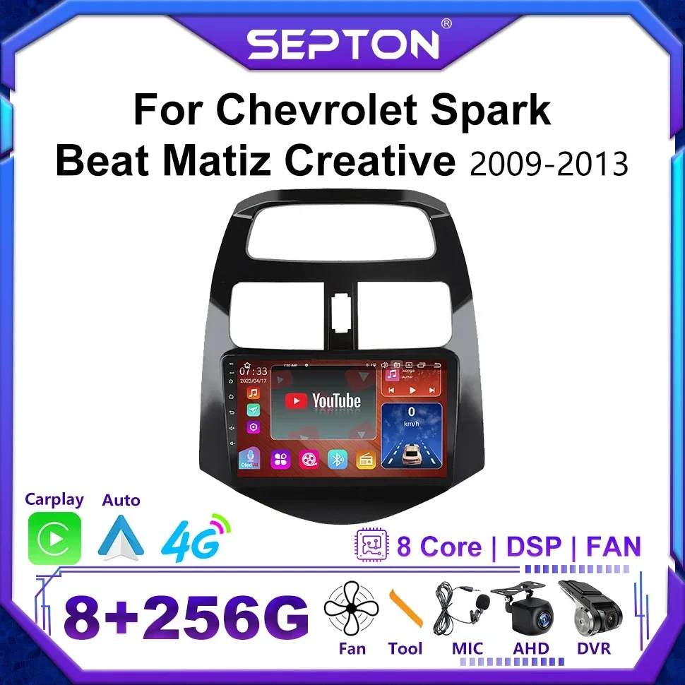 SEPTON Android 12 Car Radio for Chevrolet Spark Beat Matiz Creative 2010-2014 Carplay 9