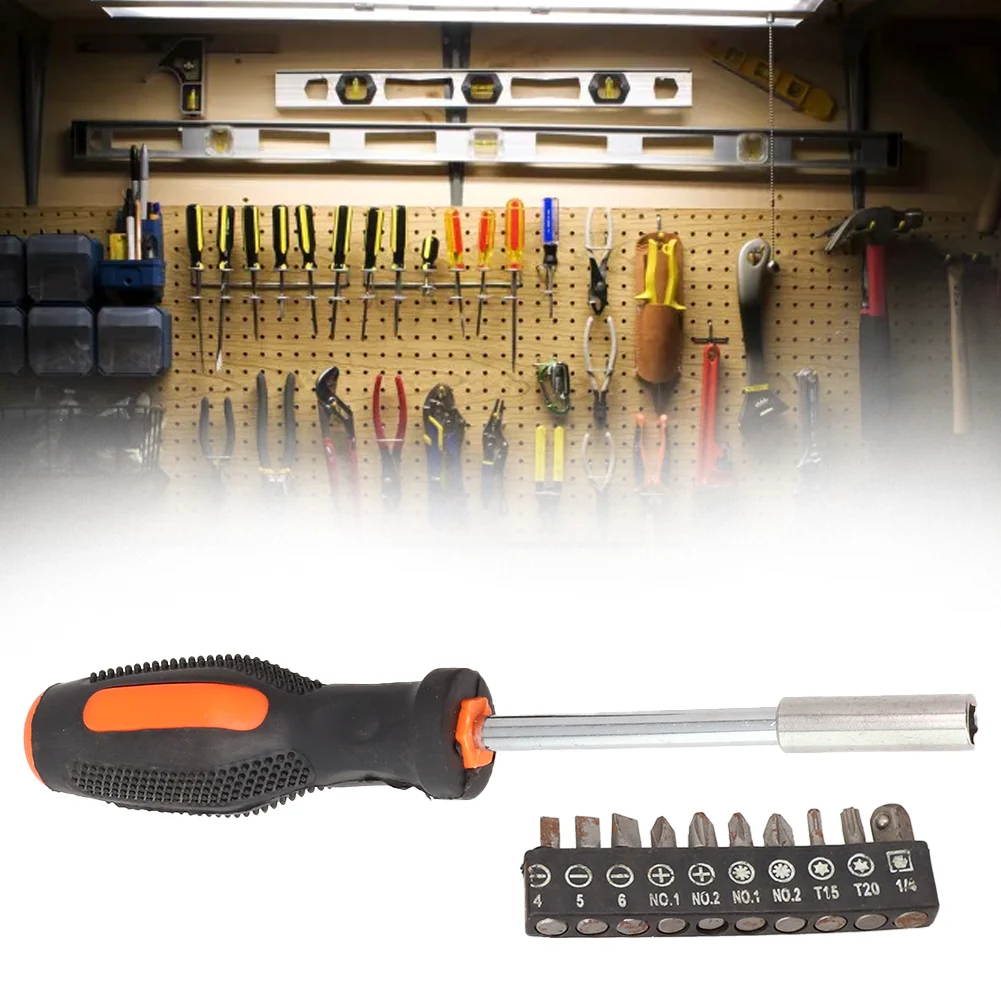 11pcs 6.3mm Handle Screwdriver Set Multifunction Magnetic Hex Screw Driver Bits For Repairing Furniture Appliance Hand Tools