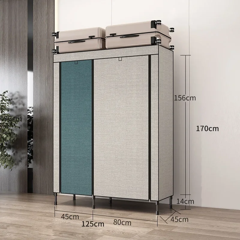 Simple and Easy Bedroom Clothes Closet Non-woven Fabric Widening Thickening Dormitory Rental Wardrobes Storage Cabinet 2023 New