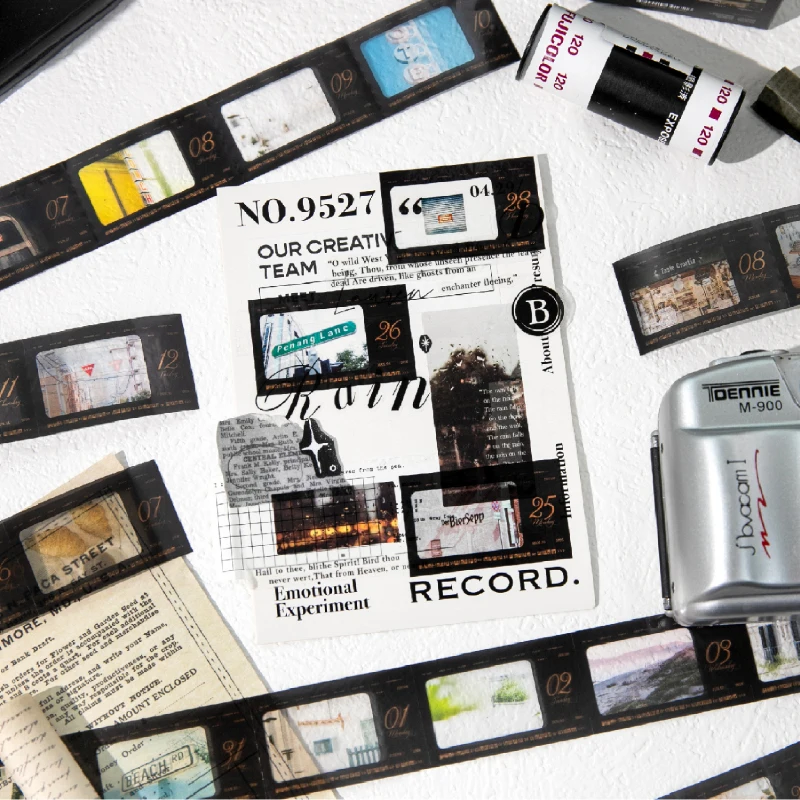 365pcs Camera One Day Series Retro Ins PET Date Label Stickers Creative Collage DIY Scrapbook Handmade Planner Supplies