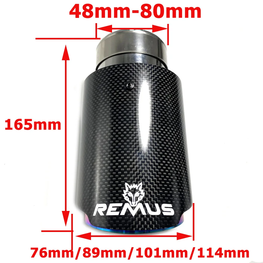 1Pcs Purple Pipe Remus Cars Accessories Exhaust Tip Tail End Muffler Tips Glossy Carbon Fiber Exhaust System Nozzle for All Car
