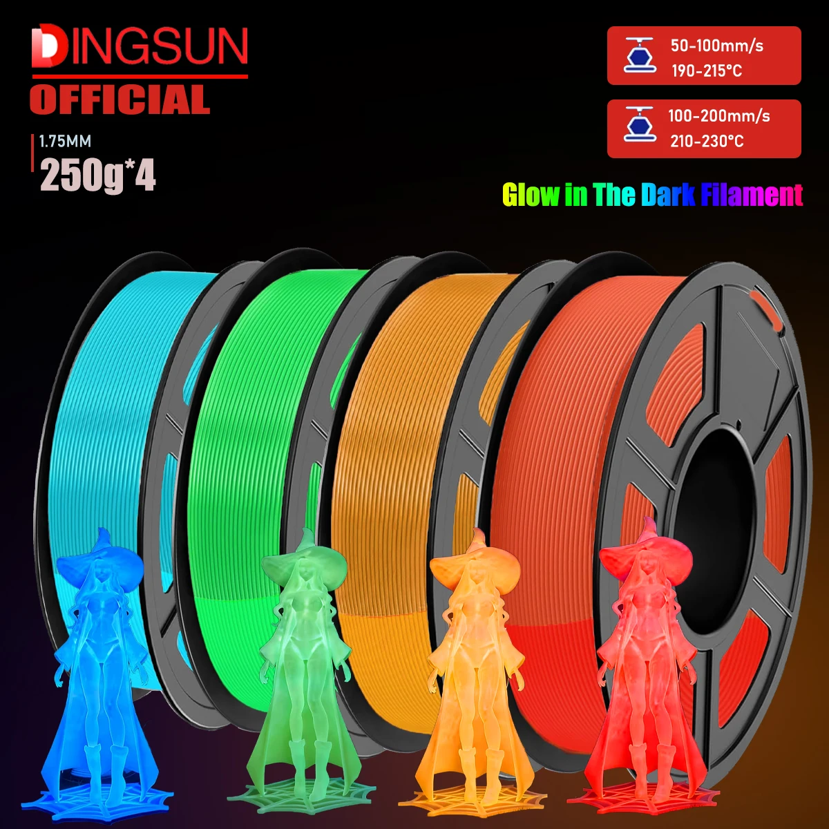 

Luminous PLA 3D Printer Filament 1.75mm High Speed Printing Glow In Dark ±0.02mm