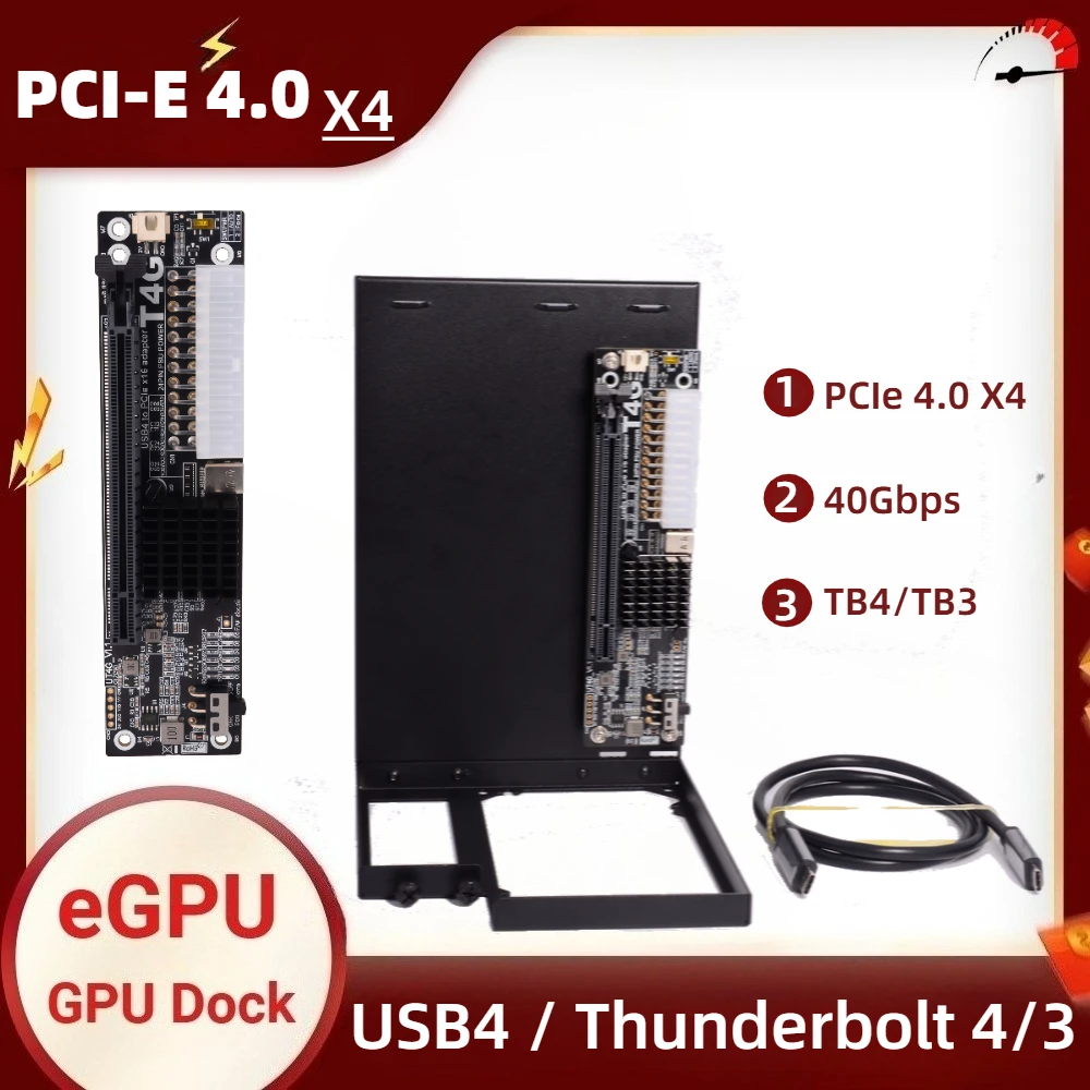 

UT4G Notebook External EGPU Adapter USB4 Thunderbolt 4/3 To PCIe X16 PCIE 4.0 X4 GPU Dock Upright Bracket Kit NUC ITX STX Laptop