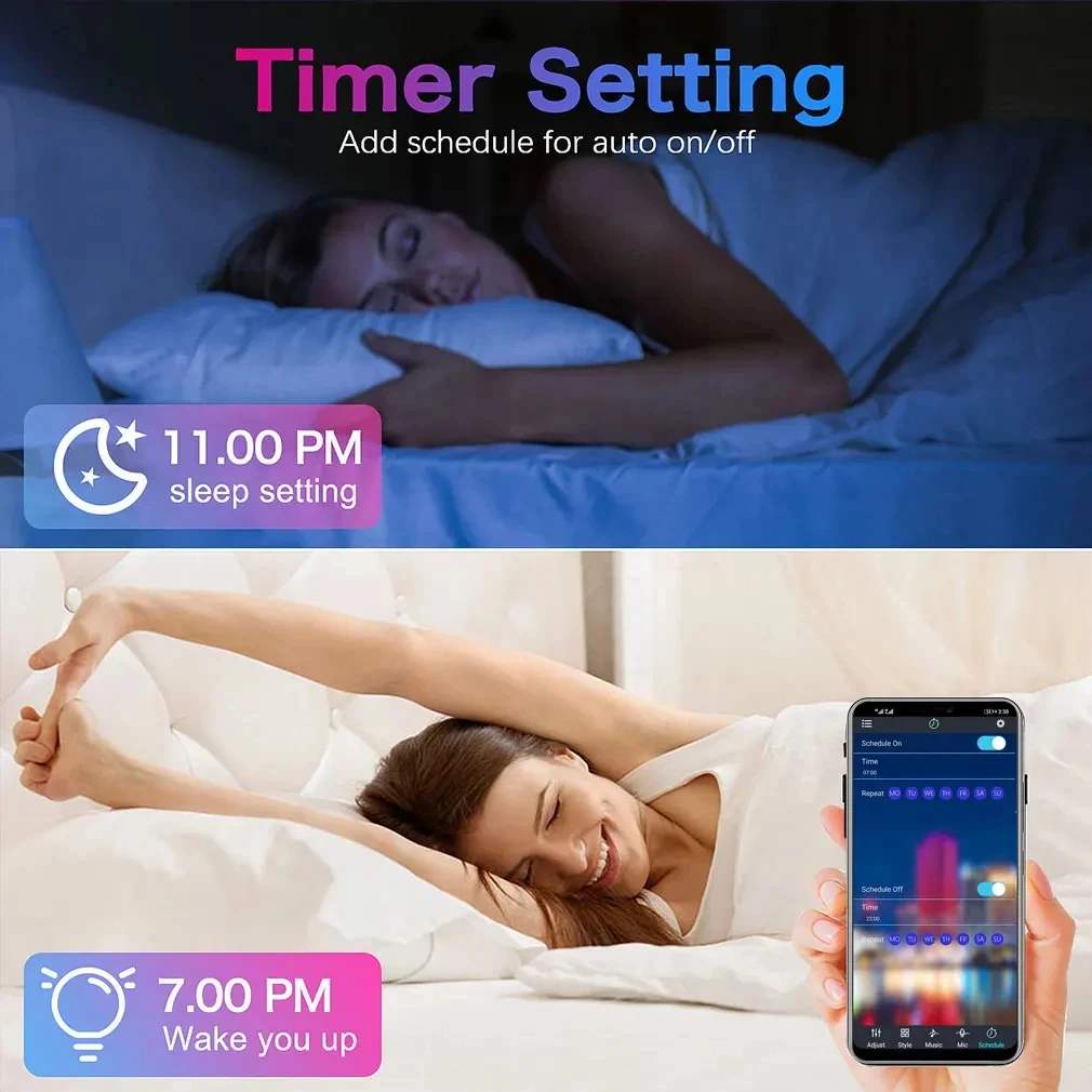 RGB LED Strip Lights APP Control Music Sync Color Changing Lamp With Remote&App Control Room Lighting Luces Led