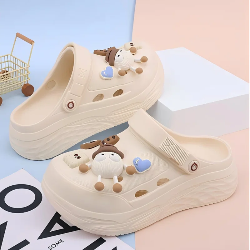 Zapatillas de plataforma, sandalias de verano para mujer, zuecos para exteriores de 6cm, chanclas gruesas para la playa y la calle, chanclas para niñas, calzado para jardín