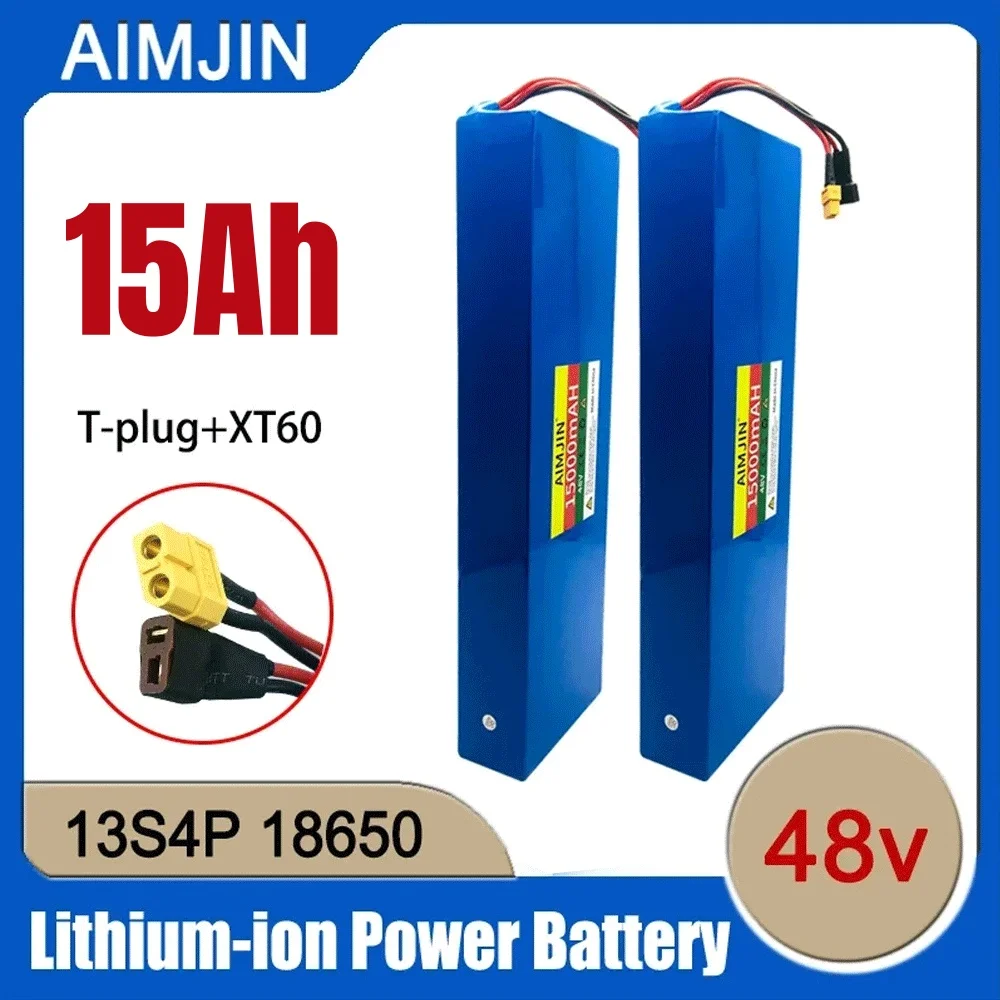 48V 15Ah 13S4P with built-in BMS rechargeable battery 18650 lithium battery pack, power tool battery,T+XT60 Plug