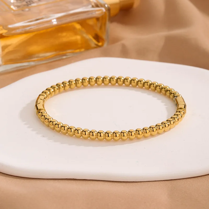

10 Pieces Stainless Steel Round Bead Particle O-shaped Buckle Bracelet Valentine's Day Fashion Jewelry Unisex