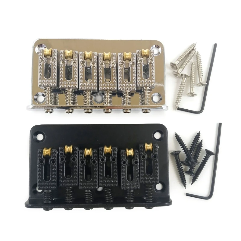 

78mm 6 String Guitar Roller Saddle Hardtail Bridge Top Load Tailpiece Replacement Kits with L Shaped Wrench Mount Screws