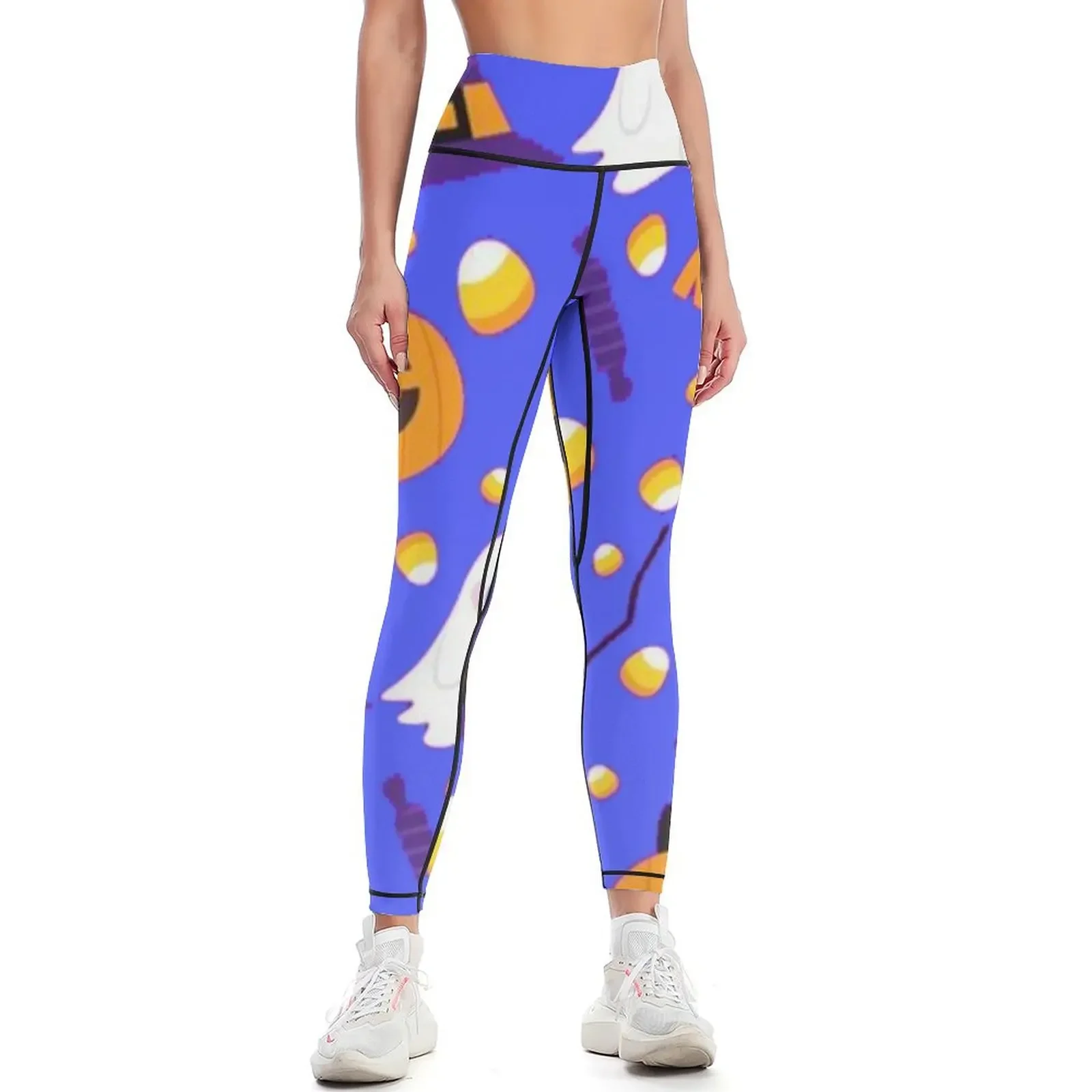 

Halloween Creepy Pumpkins Cats And Skulls Pattern Leggings Leginsy push up Women's high waist active wear Womens Leggings