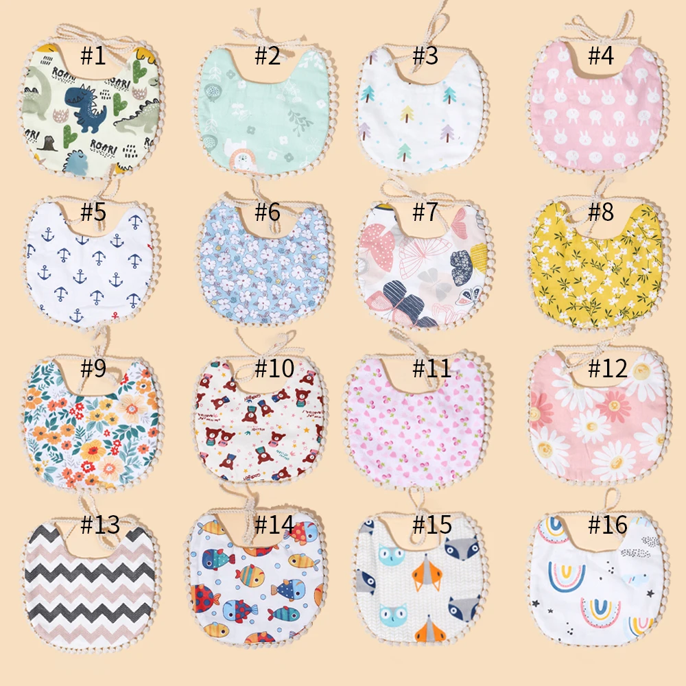 Baberos de algodón con estampado exquisito de Flora y Fauna para bebé, accesorios para recién nacido, niño y niña