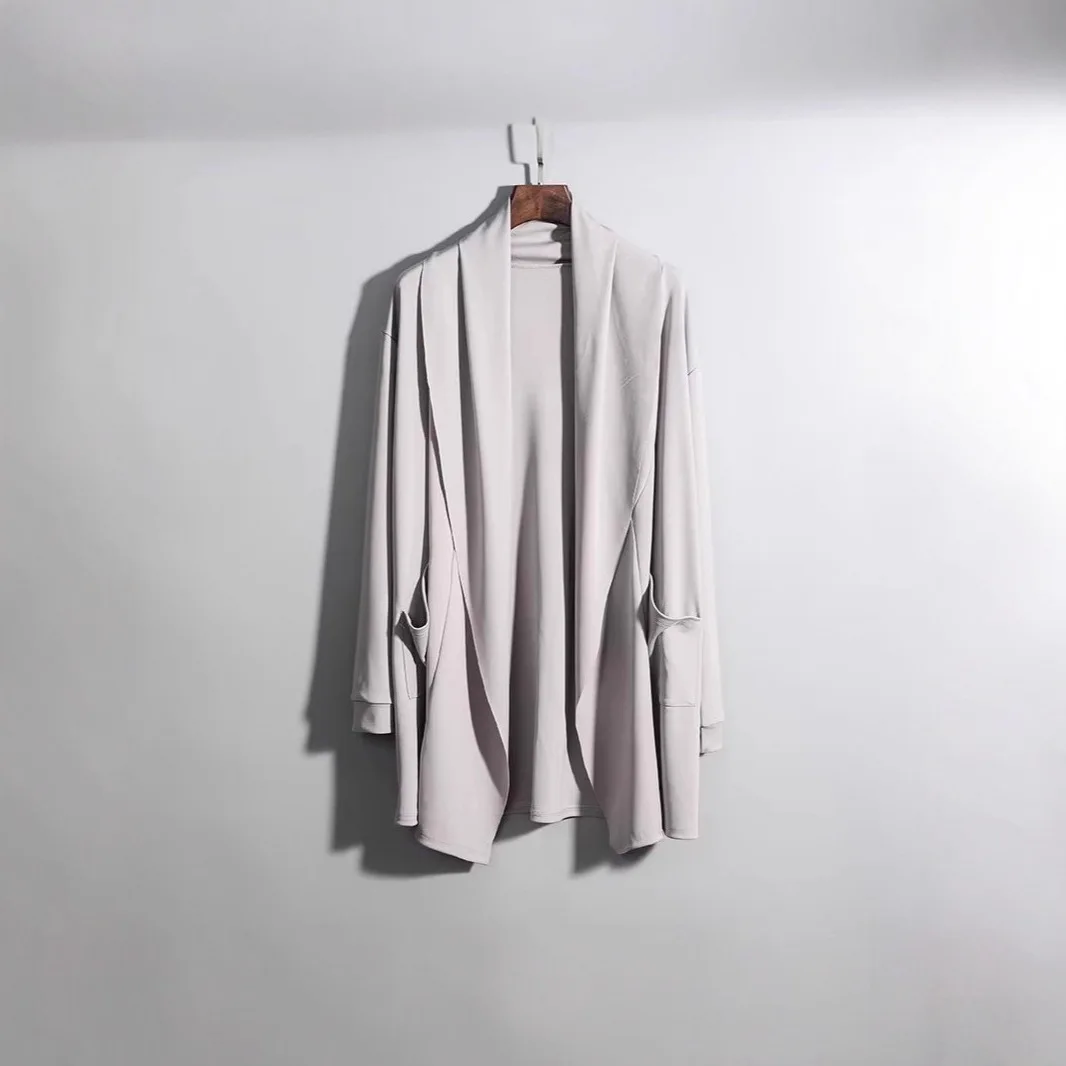 Mid-Long Lightweight Drape Shirt Jacket Men's Wrinkle-Free Long Sleeve Sun Protection Casual Outerwear