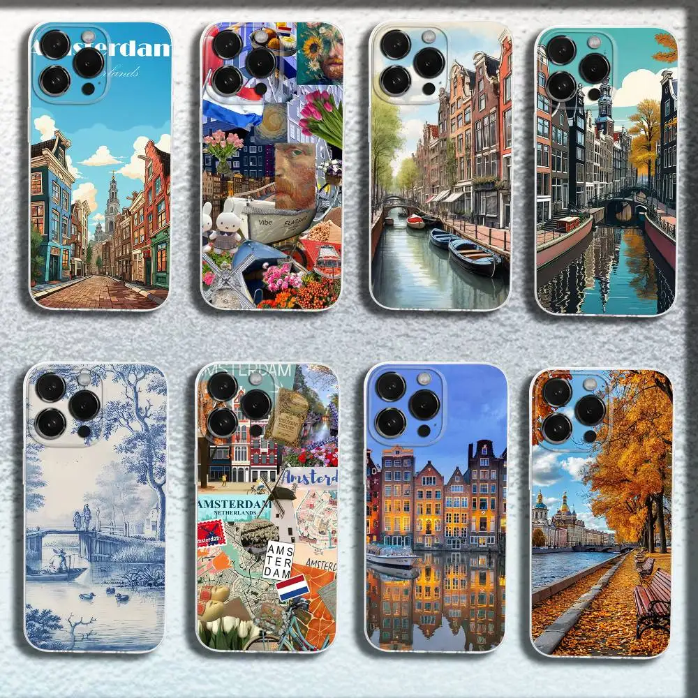 

Amsterdam the Netherlands Phone Case For iPhone 17,16,15,14,13,12,11,Pro,Max,Plus,E,SE4,Air,Mini Transparent Cover