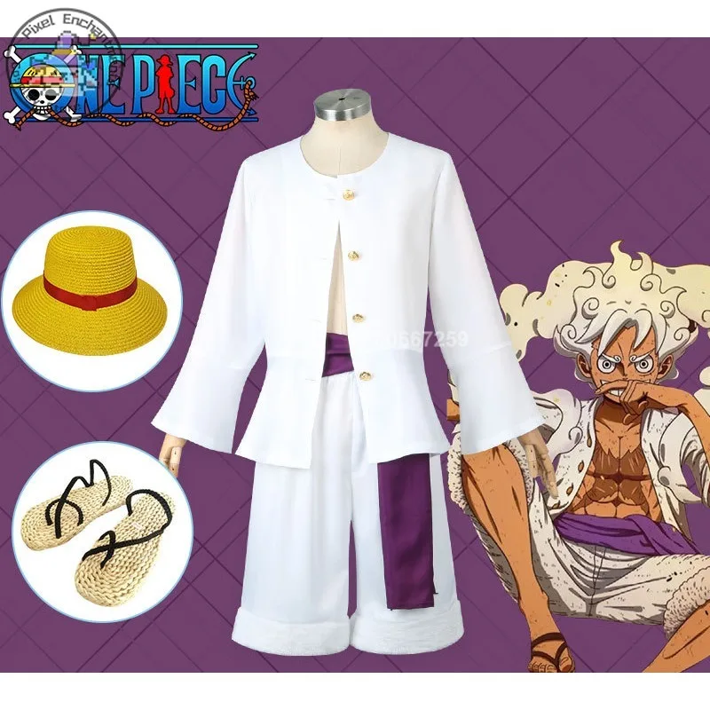 

Monkey D Luffy Anime Cosplay Costume Nika Luffy Fifth Gear Helios Nica Wano Role Play Country Uniform Hat Halloween Party