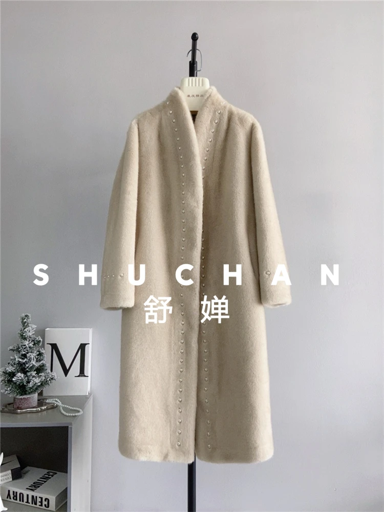 cappotto donna nuovo caldo 2025 nuovo colore solido industria pesante in rilievo visone pile cappotto di pelliccia cappotto da donna lungo sciolto