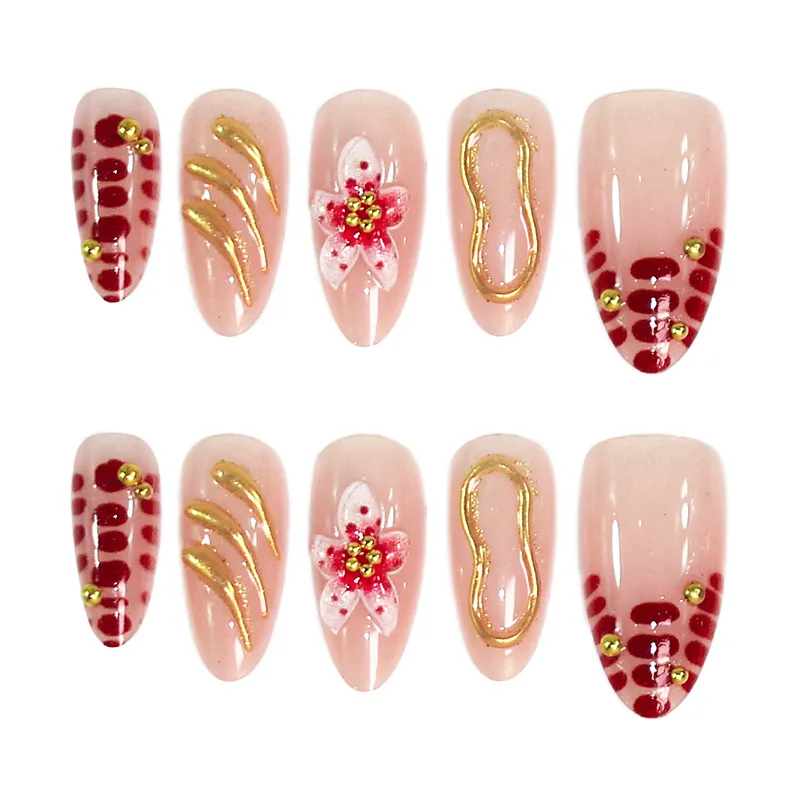 

24PCS 3D Flower False Nails Romantic Gentle INS Style Press on Nails Advanced Removable Acrylic Fake Nails Fashion Autumn Winter