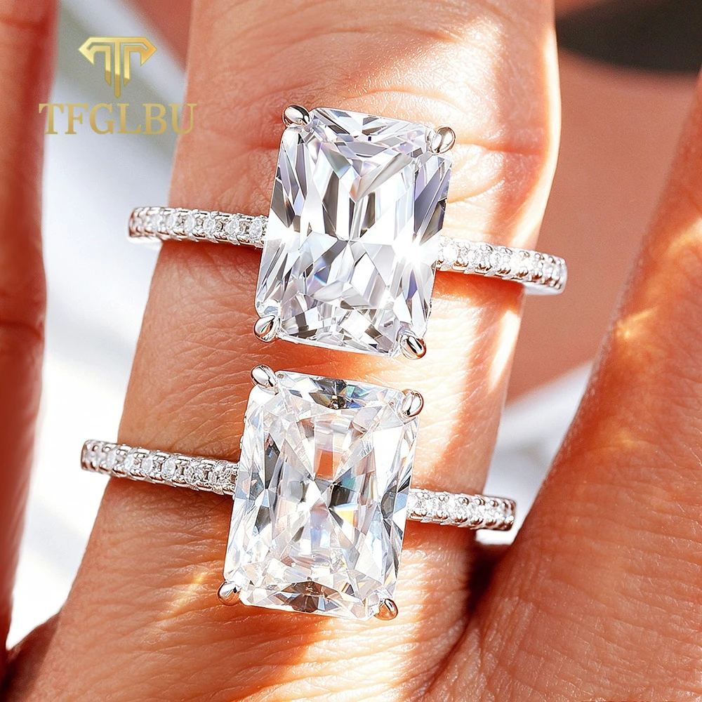 TFGLBU 4.5CT Full Moissanite Ring with Certificate 100% S925 Sterling Silver Diamond Wedding Band Fine Jewelry Gift for Women