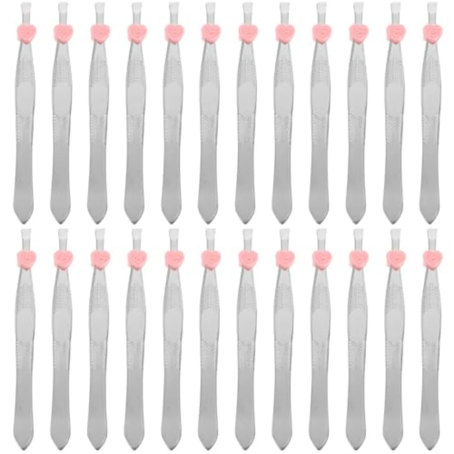 24pcs Eyebrow Tweezers Set Stainless Steel Flat and Slanted Tip Hair Removal Tools for Eyebrow Plucking Precision Facial Hair T