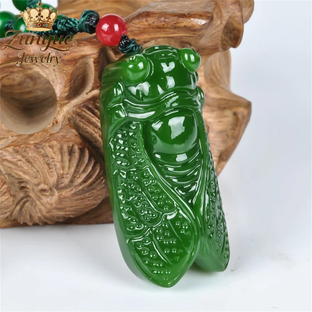 

High-End Natural Hetian Jade Carved Cicada Jade Pendant Luxury Quality Jewelry Fashion Jewelry Exquisite Elegant Charms Popular