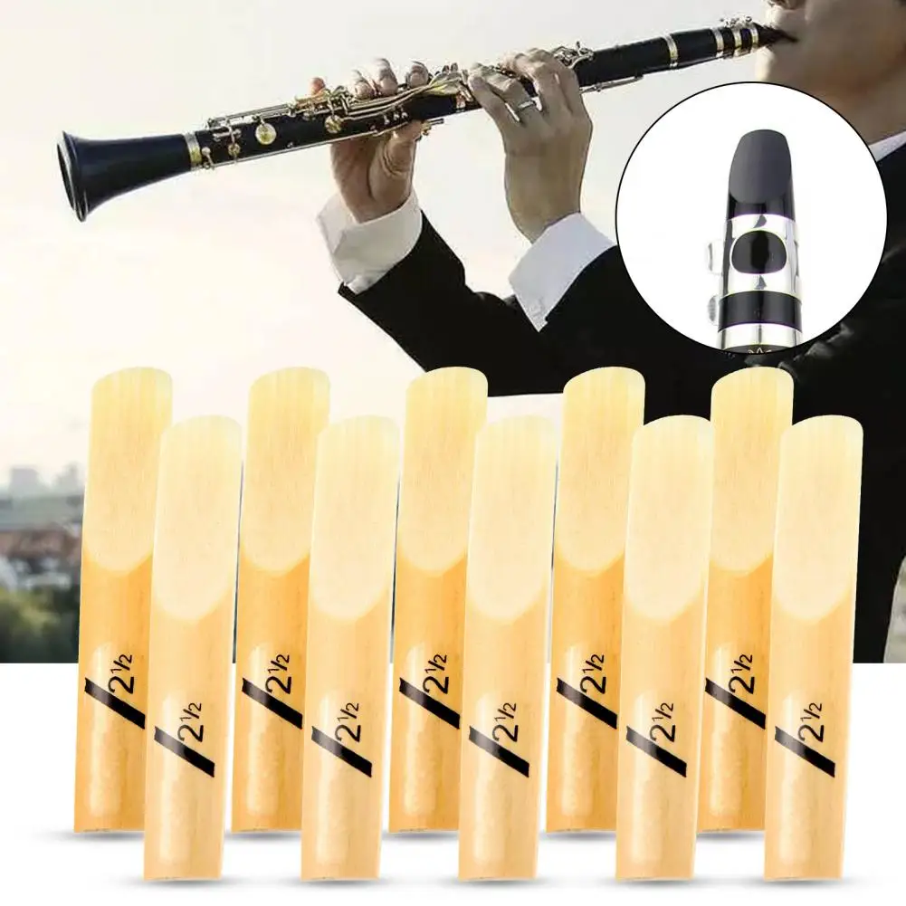 10Pcs/Set Clarinet Reed Skin-Friendly Anti-Corrosion Lightweight Smooth Wood Portable Tenor Clarinet Reed for Musician