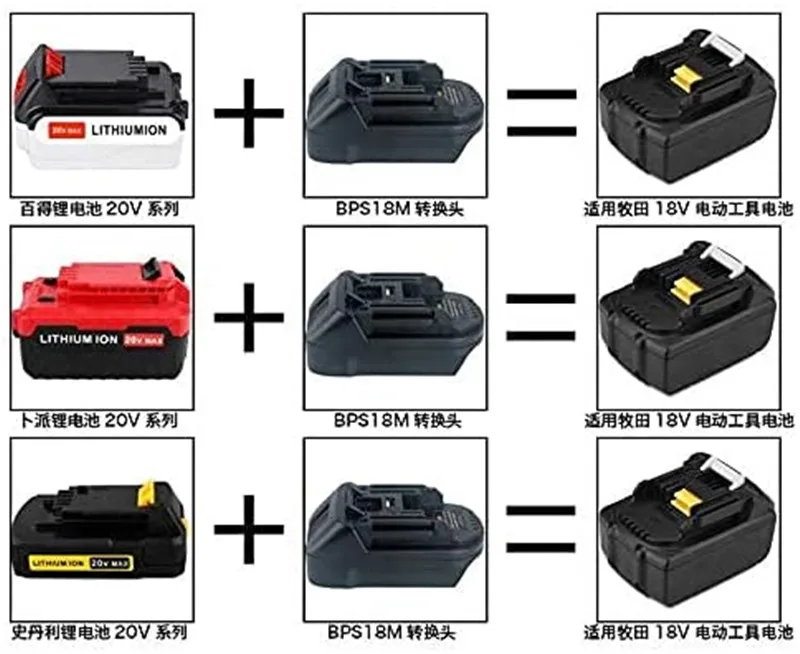 محول MT لبلاك اند ديكر، لكابل بورتر، لستانلي، لبطارية ليثيوم بوش 20 فولت (18 فولت)، جميع التحويل إلى أدوات ماكيتا 18 فولت