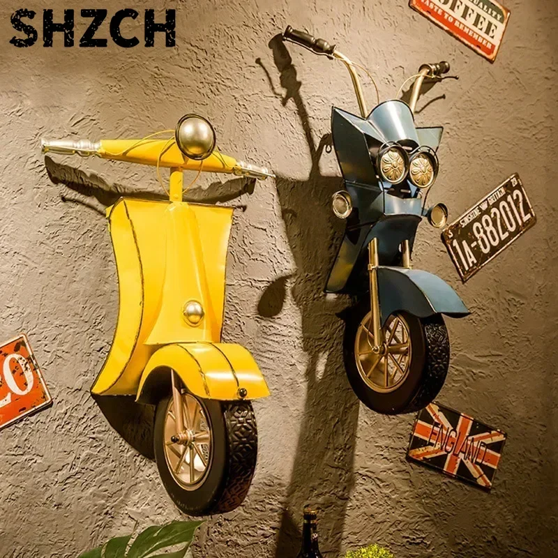 Industry Wind Metope Decoration Retro Bar Shop Wall Hanging Motorcycle Pendant Creative Restaurant Ornament Wrought Iron Design