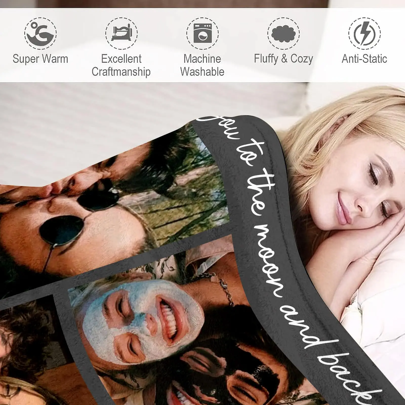 Couple Gifts Custom Blanket with Photos Personalized Flannel Throw Christmas Blankets Gifts for Boyfriend Girlfriend