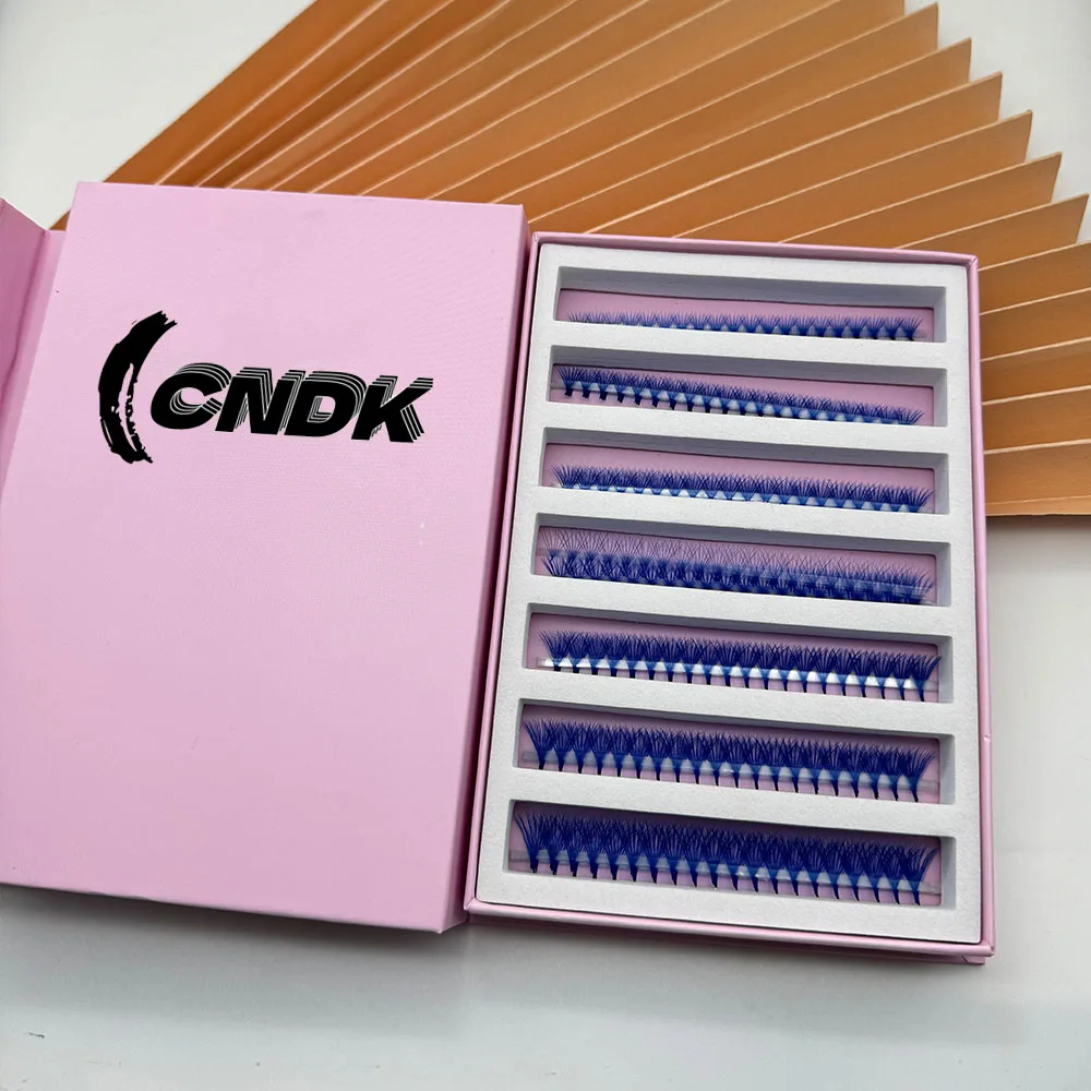 1000fans Colored Premade Volume Lash Fans 6D C D PINK PURPLE BLUE BROWN premium Korean PBT Sharp Pointy Stem Premade Lashes