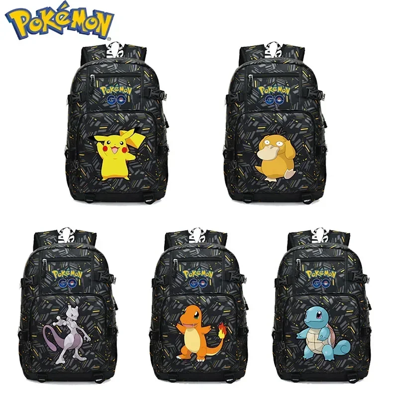 

Anime Pikachu Go Figure Pikachu Mewtwo Gengar Psyduck Cartoon Kawaii Teen Cartoon Schoolbag Backpack Durable Birthday Gifts