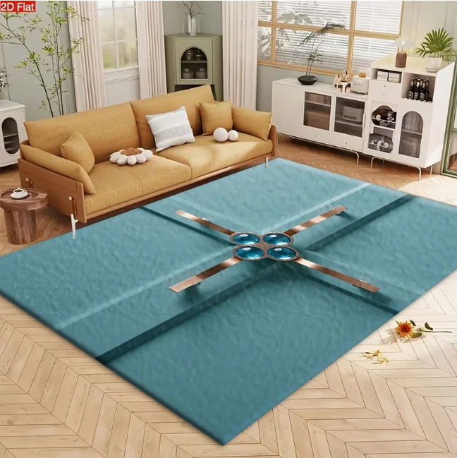 Modern Cross Metal Geometric Art Carpet Flooring, Minimalist Creative Non-Slip Floor Rug for Living Room Bedroom Home Decoration