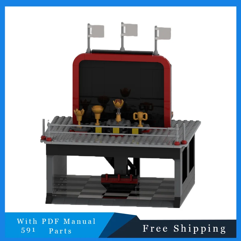 

591 Parts MOC City Racing Series Award Scene Modular Building Blocks Model Children Education DIY Assembly Toy Set Festival Gift