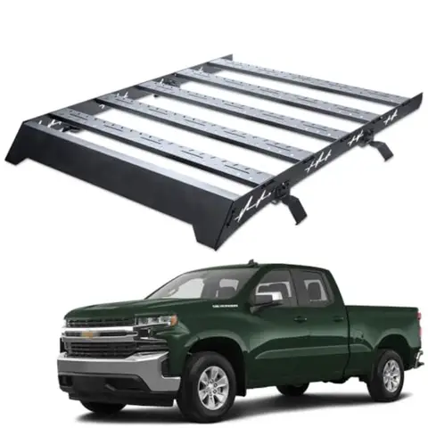 62 x 50 Inch Low Profile Roof Rack Compatible with 19-25 Silverado Sierra 1500 2022 LTD Limited Crew Cab Black Window Frames Ca