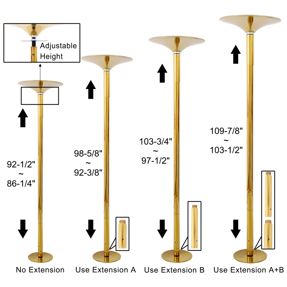 Dance Pole Spinning Static Dancing Pole Portable Removable for Home Club Bar Gym 86.2-109.8