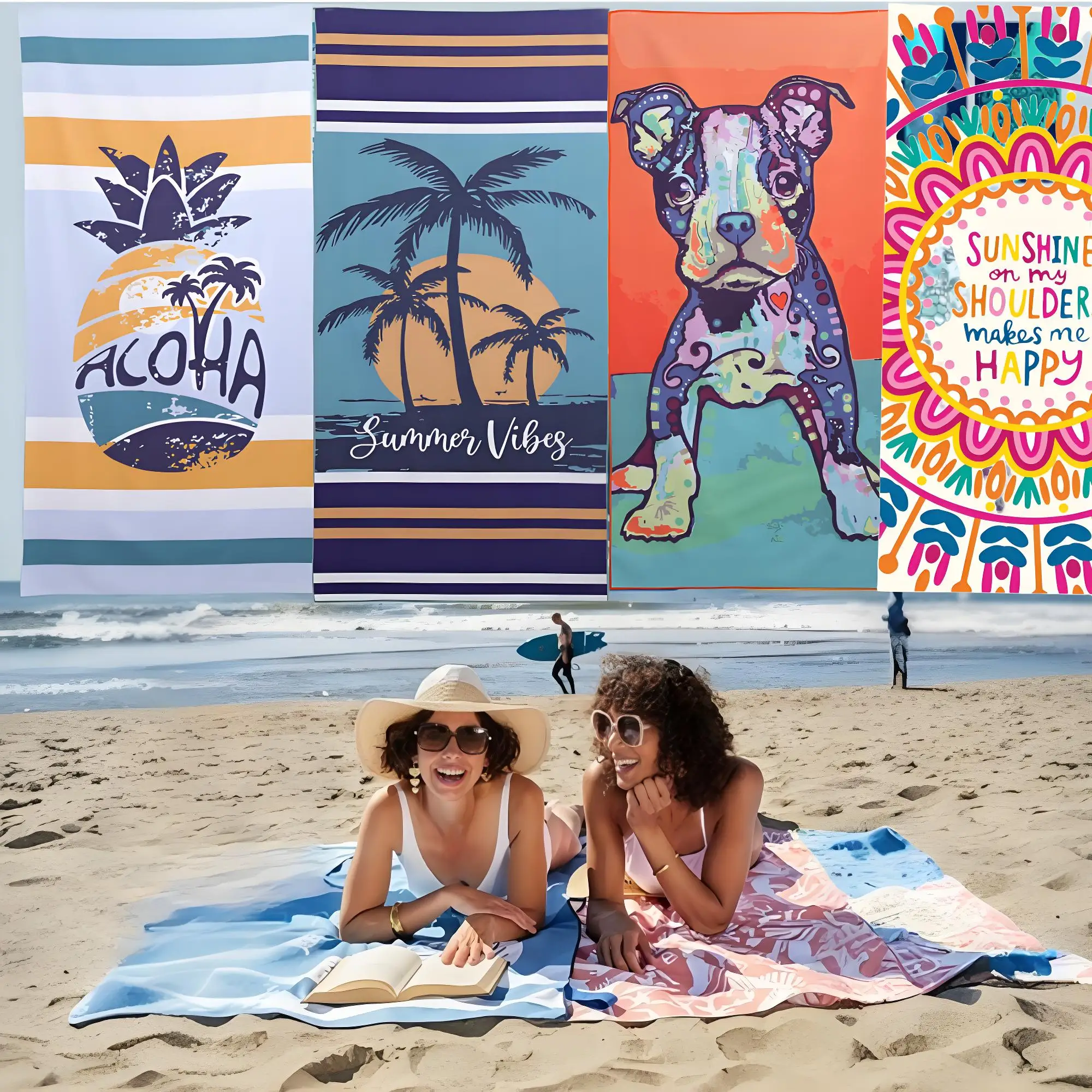 

Microfiber Blanket Quick Drying Beach Towels, Oversized 31.5*63in Printing Towel, Super Absorbent Pool Swimming Towel Blanket,