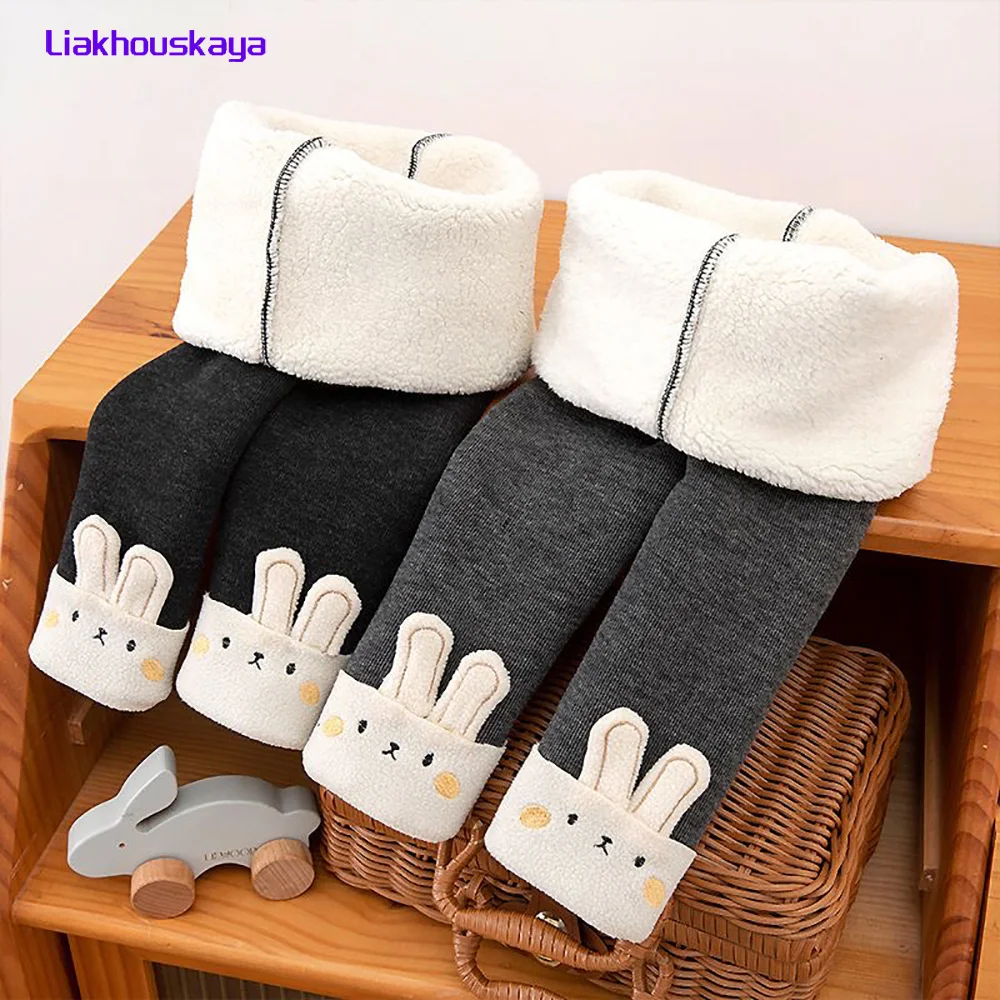 Girls Fleece Lined Leggings 2026 Winter New Ultra Thick Warm Long Trousers Unisex Baby Boys Outer Wear Elastic Thermal Pants Kid
