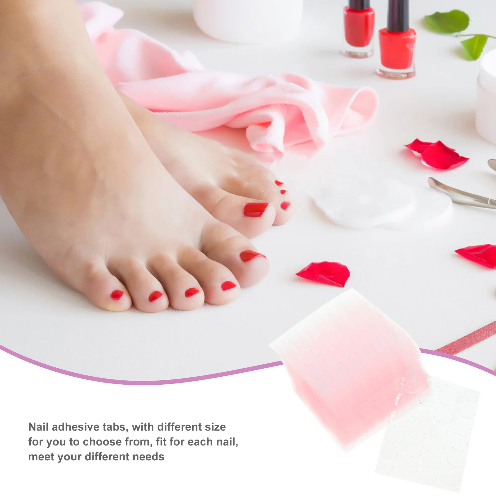 

50 Sheets Jelly Nail Glue Tabs for Fake Toenails Press on Sticky Tips Adhesive Nail Art Design Tools French Manicure Accessories