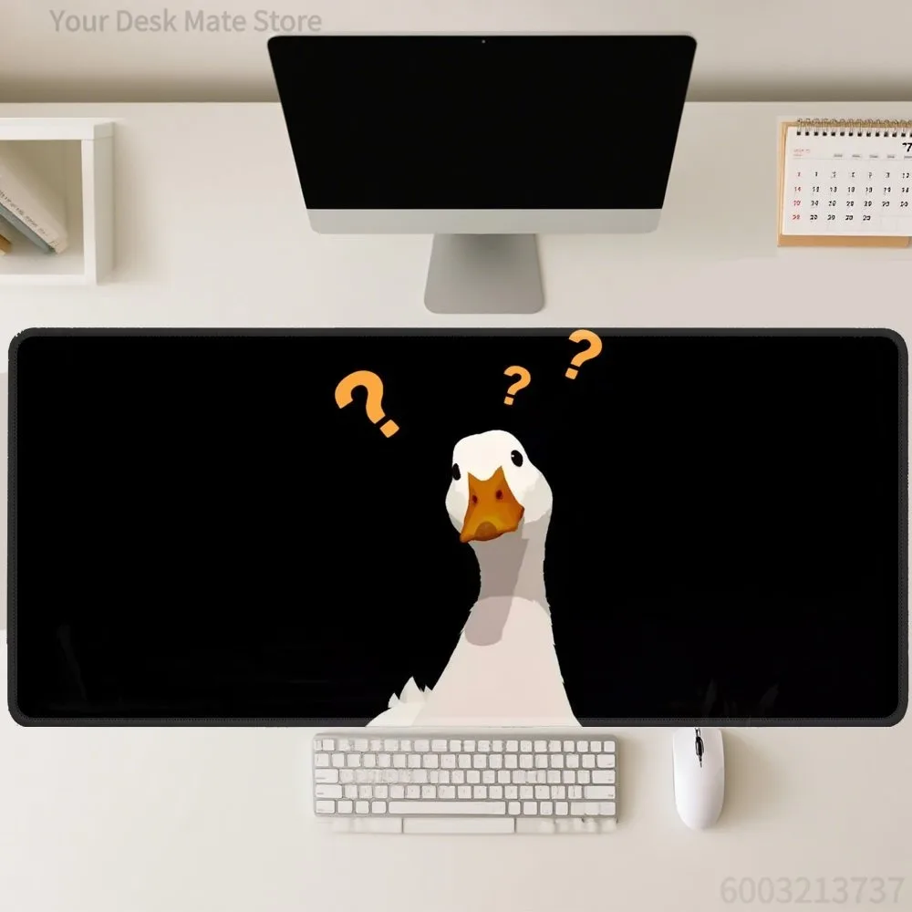 Niedliches Enten-Motiv Schwarzes Gaming-Mauspad Großes Desktop-Dekoratives Tischpad, Bürozubehör Laptop-Tastatur Langes Mauspad