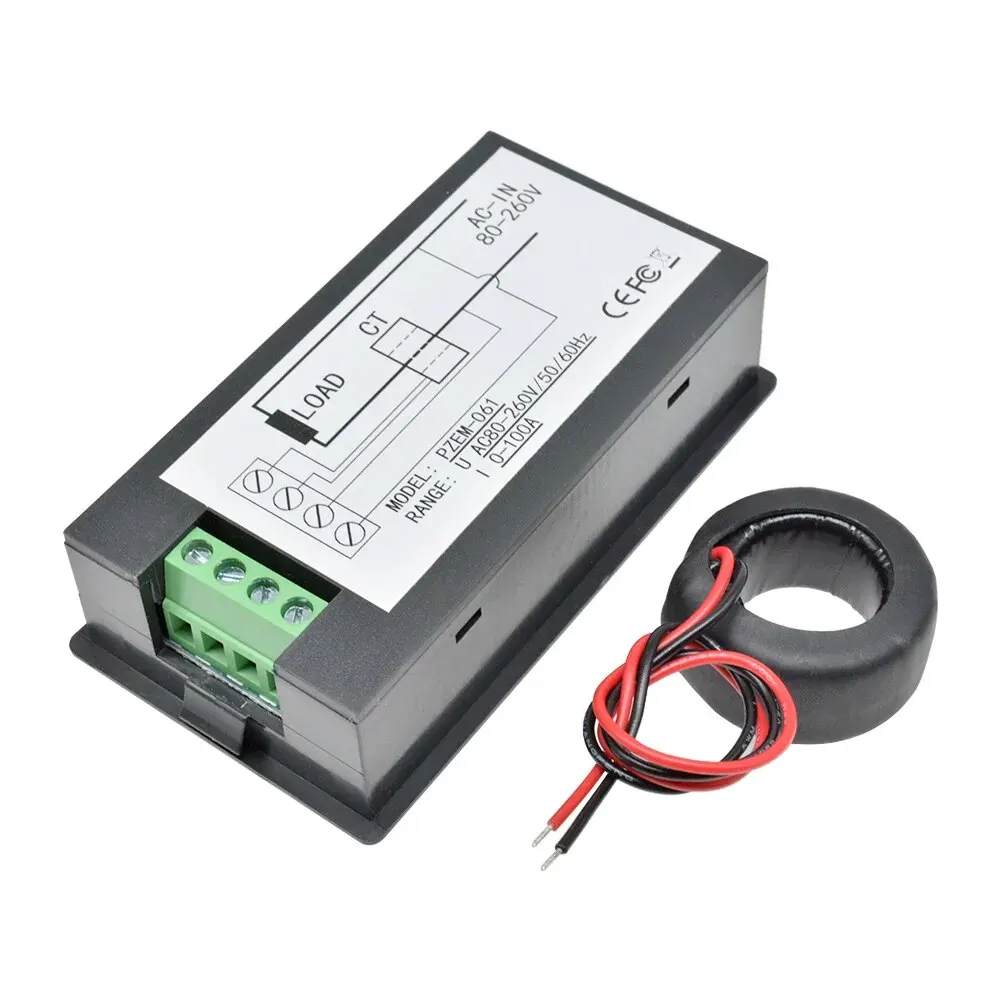 100A AC 80-260V Digital LCD Display Voltmeter Ammeter Wattmeter Power Energy Meter Volt Tester Display Power Meter Closed CT