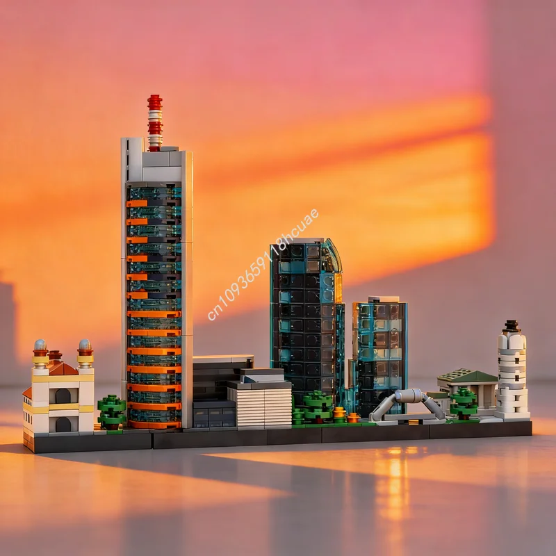 

670pcs MOC Architecture Skylines Vilnius Skyline Model Building Blocks Christmas Gift Idea Toy Education Brick Kids Birthday