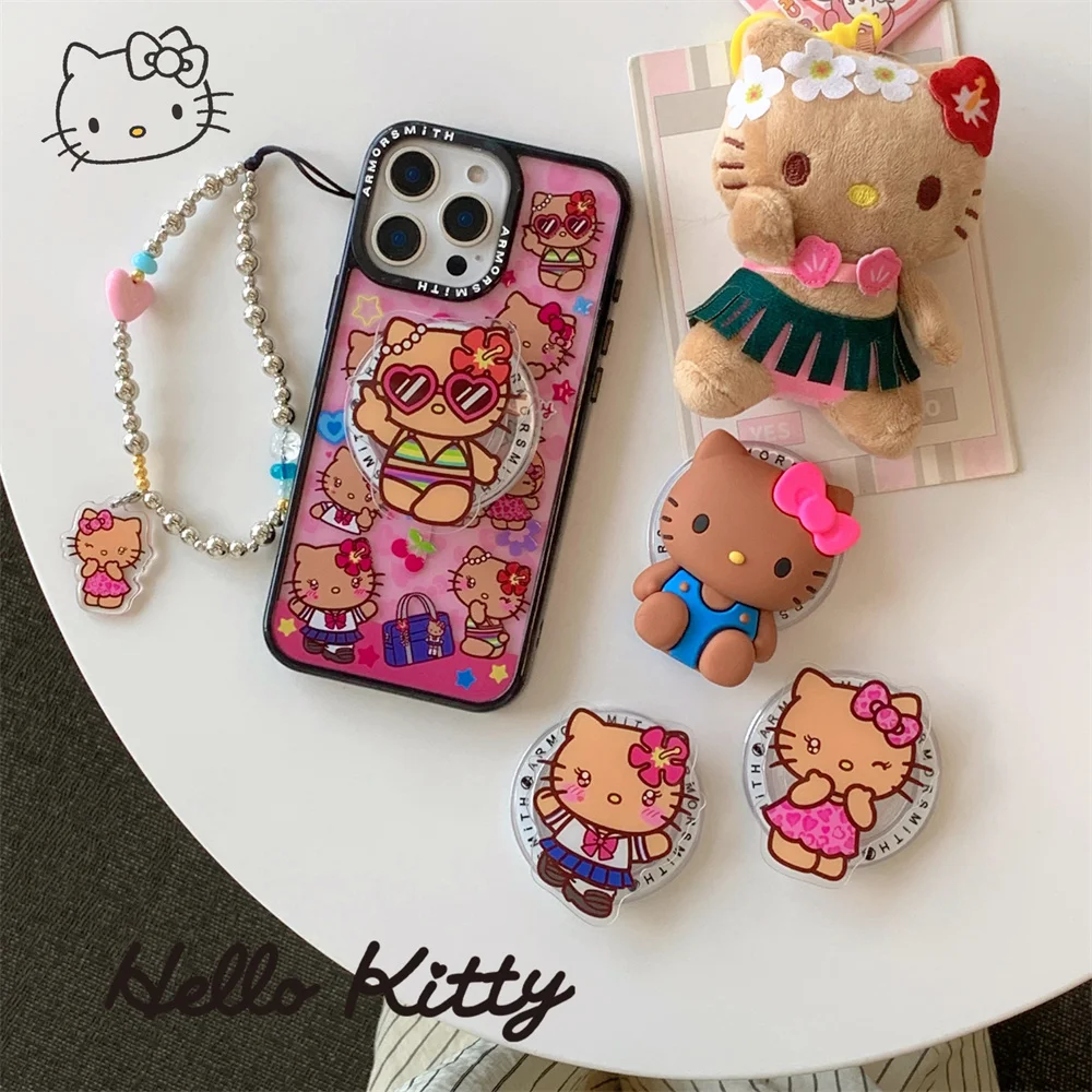 

New Hello Kitty cute cartoon Phone Case for iPhone 11 12 13 14 15 16 17 Pro Max Cute Protective Cover with Magnetic stand Fundas