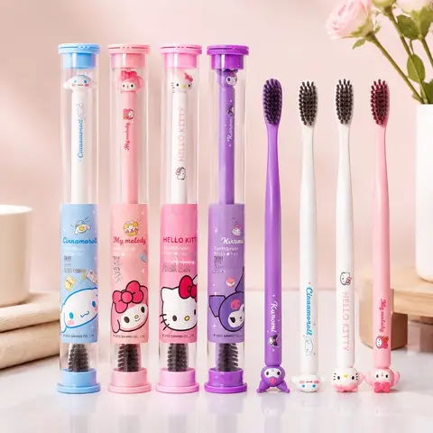 Hello Kitty oral care products, travel portable boxed soft-bristle small-head toothbrush, gum care portable toothbrush