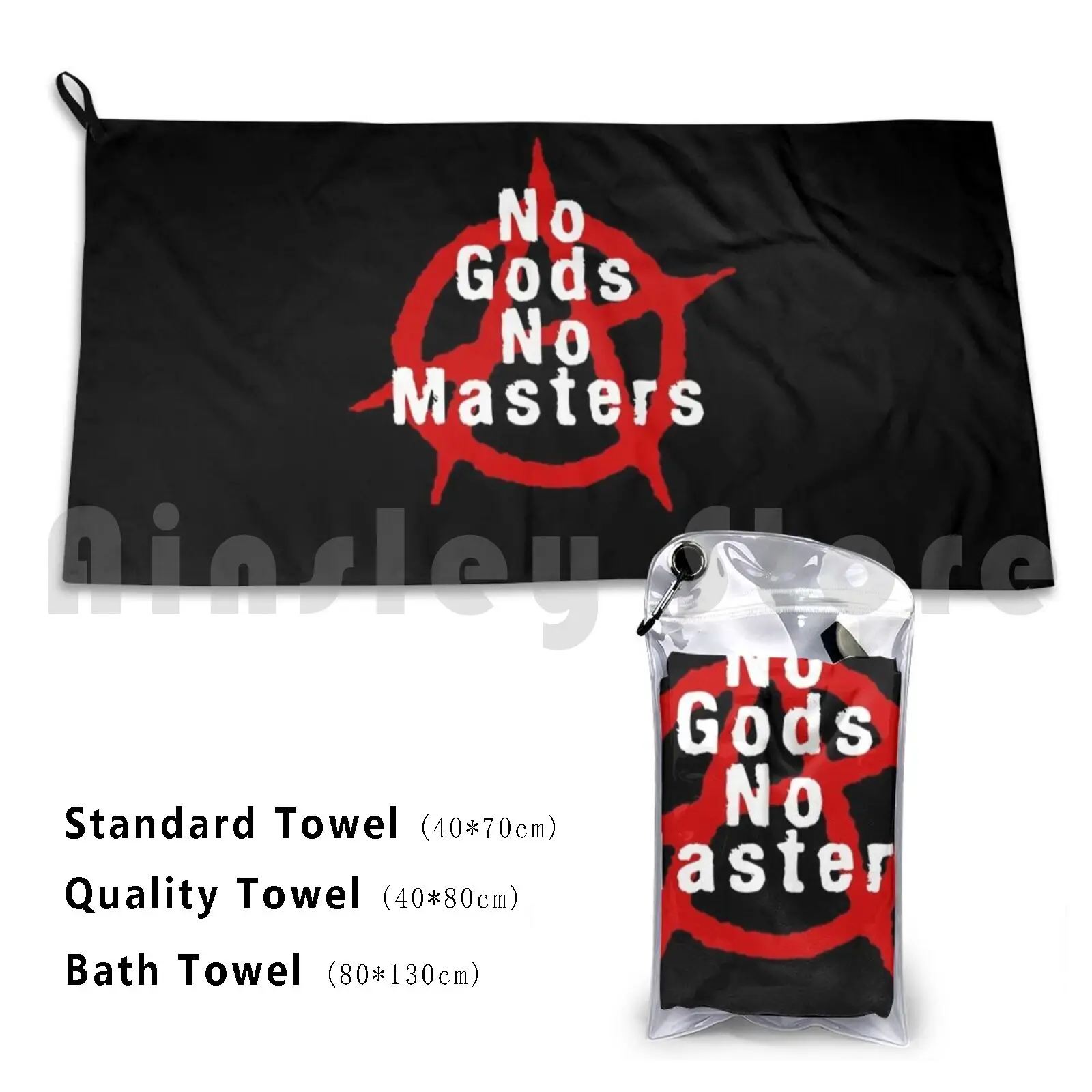 Anarchy. No Gods , No Masters. Custom Towel Bath Towel Anarchy Anarchism Anarchist Libertarian Punk Liberty