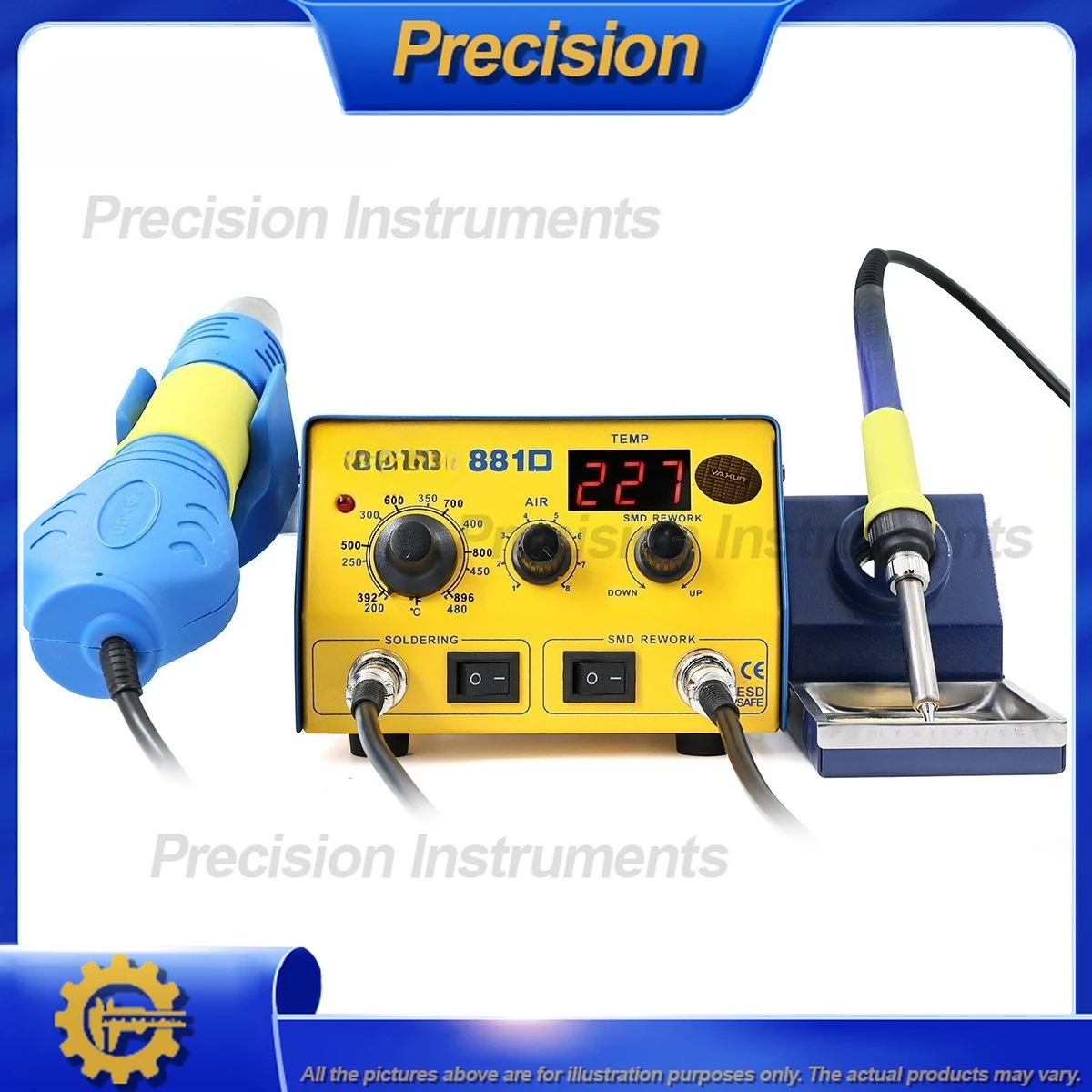 2026 750 واط مكواة لحام مزدوجة الطاقة ومحطة كومبو مسدس هواء ساخن لإصلاح الهاتف المحمول PCB إزالة رقاقة إزالة اللحام