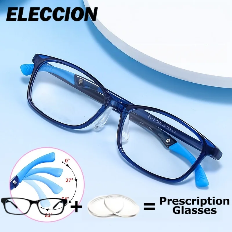 

ELECCION Prescription Glasses Anti Blue Ray Eyewear Frame Square Ultra Light TR90 Optical Eyewear Women Men Presbyopia Myopia