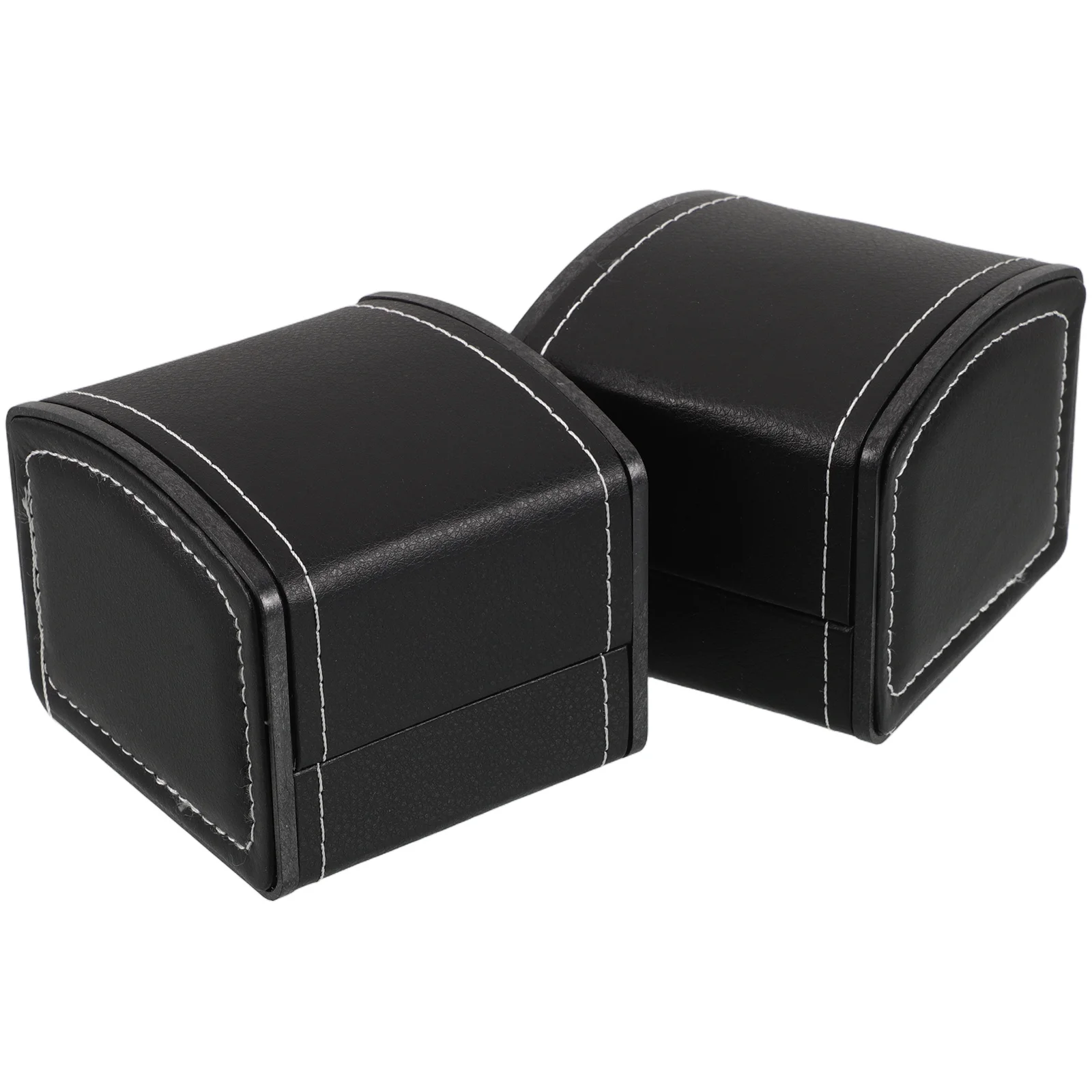 

2pcs Box For Men Black Pu Single Watch Storage Case Portable Travel Jewelry Organizer Display Holder For Watch Lovers Present