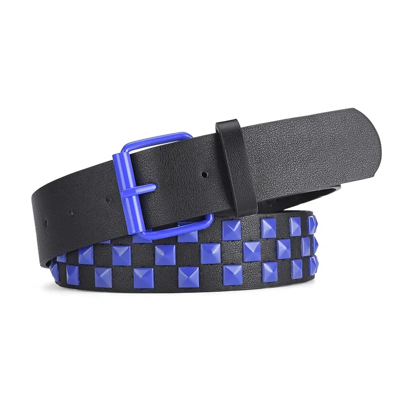 European and American Square Nail Pyramid Belt Men's Punk Personality Ins Style Decoration Hip-hop Jeans Wide Belt
