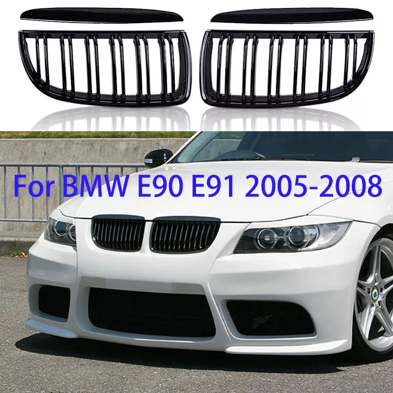 2Pcs Front Kidney Grille for E90 E91 Tuning Racing Grill For E90 E91 BMW 3 Series 2005 2006 2007 2008 320i 325i 330i 335i 335xi