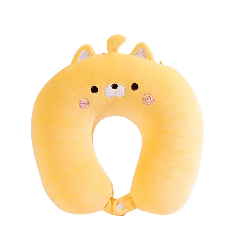 Custom Cute Yellow Dog Neck Microbeads 2 In 1 Pillow For Office Decor