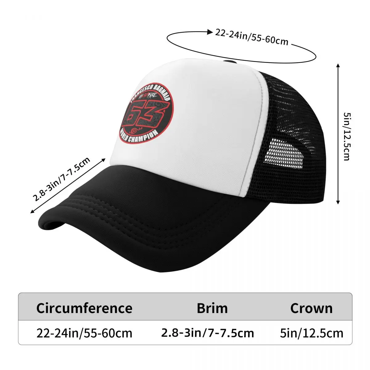 Pecco Bagnaia 63 Cap Fashion Casual Mesh Baseball Caps Adjustable Hat Hip Hop Summer Unisex Baseball Hats Polychromatic