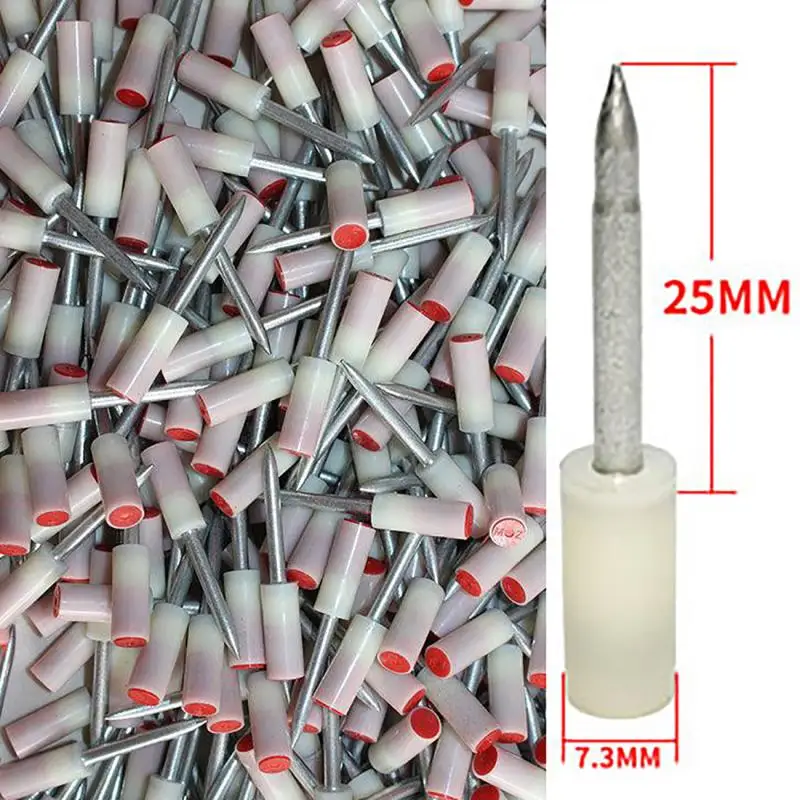 80/100/200PCS 16/20/25mm Nails Suitable for 7.3mm Nail Gun Round Steel Nails for Manual Steel Nails Gun Accessories Steel Nails